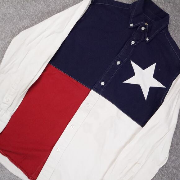 VTG Wrangler Texas Lone Star Flag Medium Multicolor Long Sleeve Collared Shirt - Picture 6 of 11